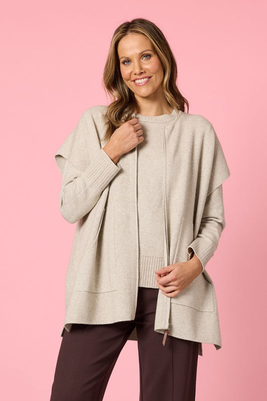 Elena Zip Cardigan | Natural