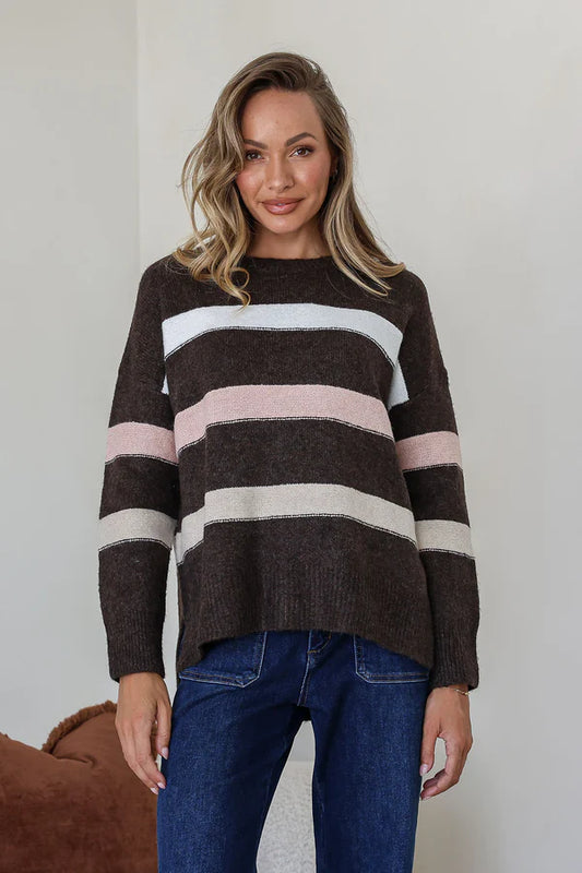 Aspen Stripe Jumper | Chocolate