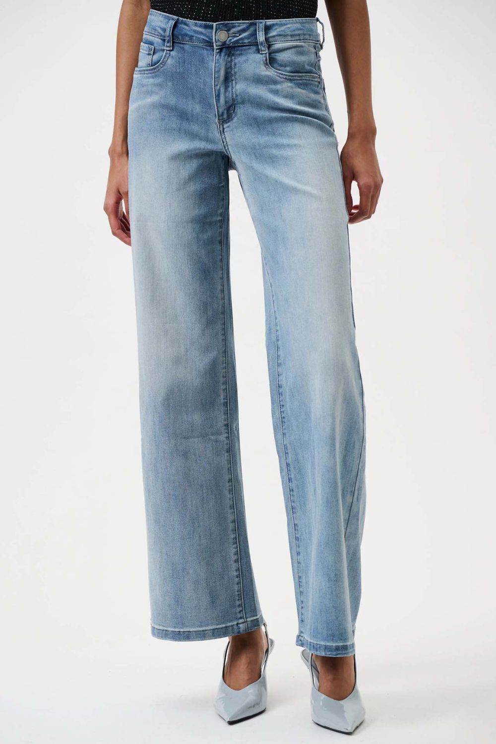 Goldie Classic Wide-Leg Stretch Jeans | Light  Blue Denim