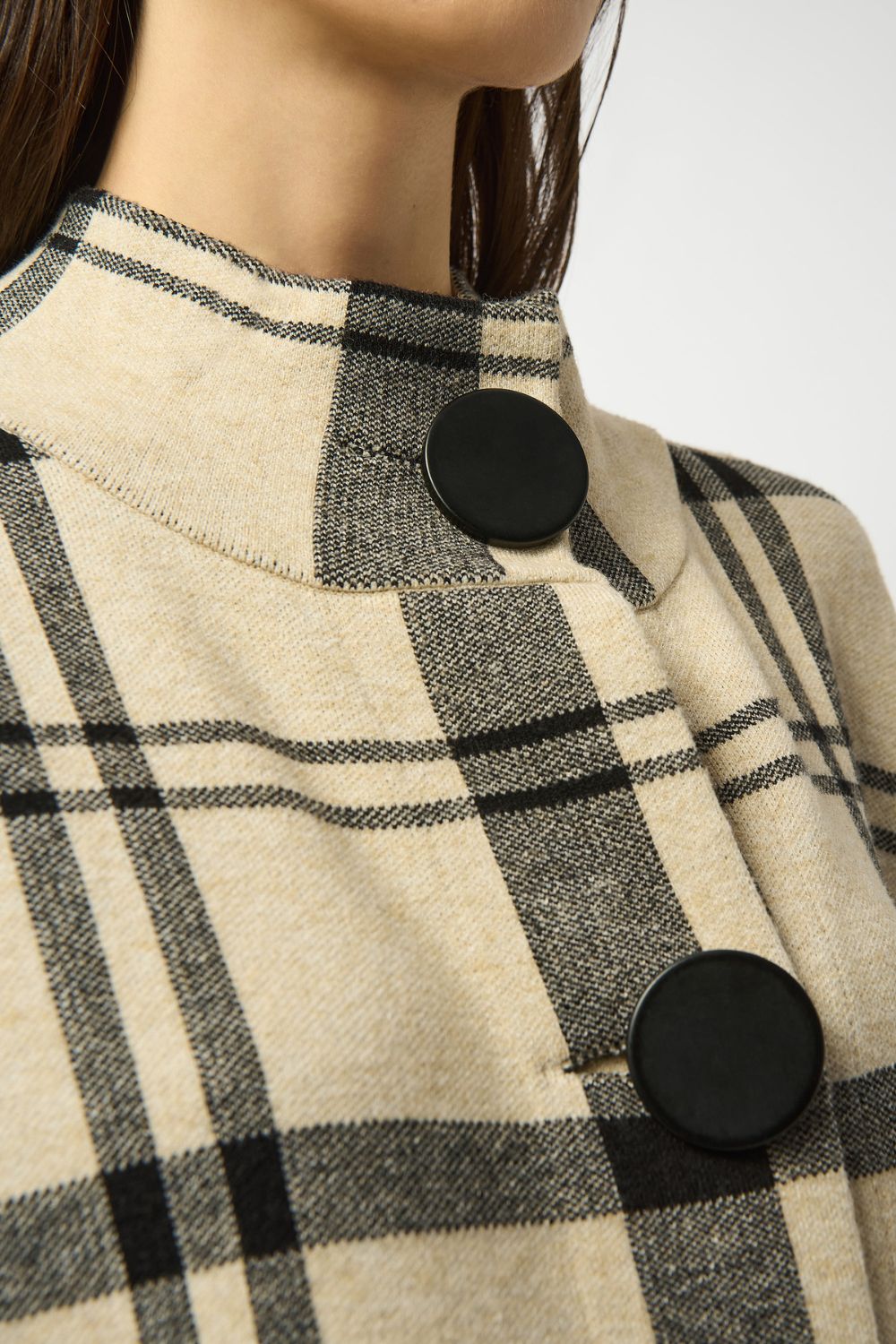 Jacquard  Knit Plaid Tunic | Champagne/Black