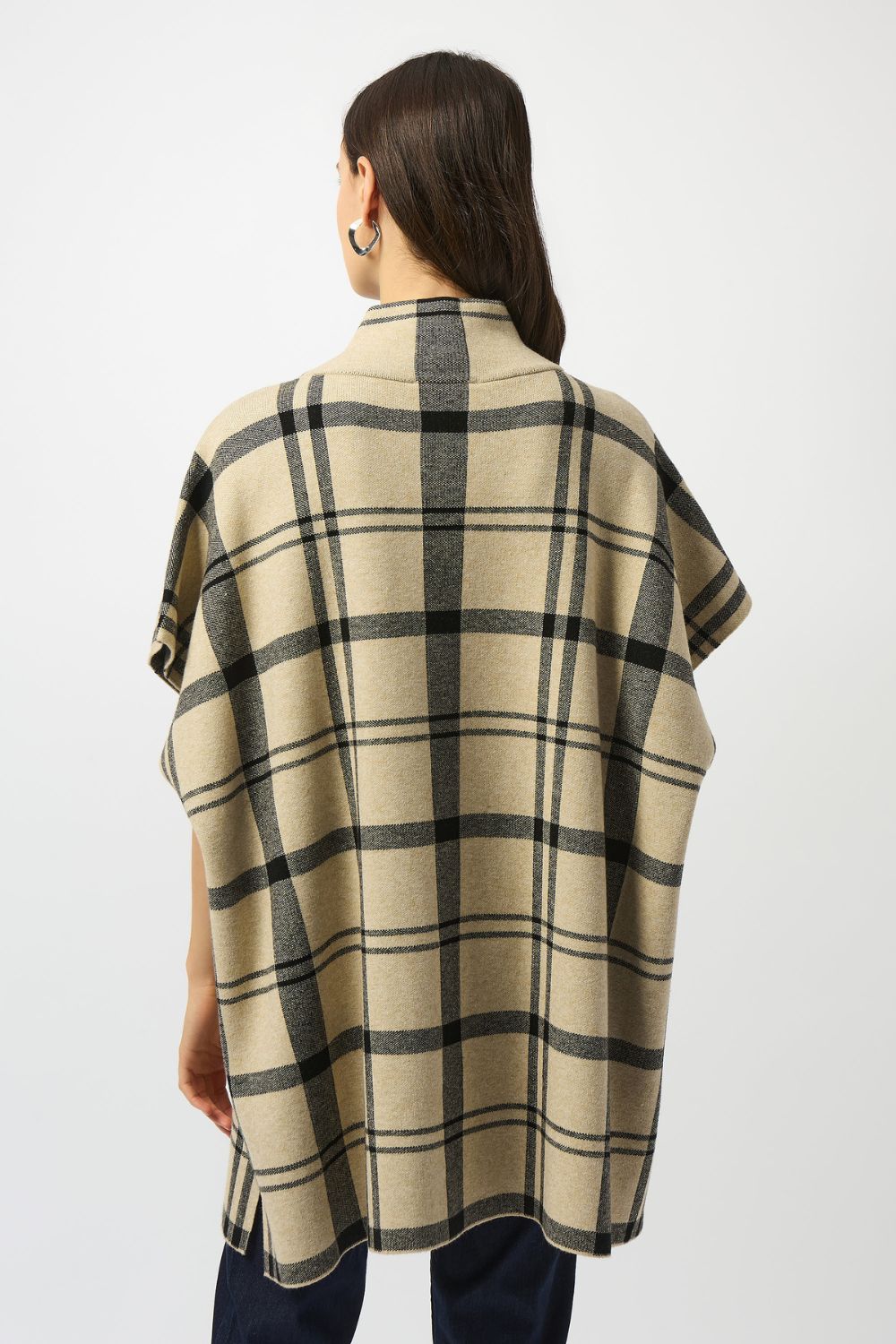 Jacquard  Knit Plaid Tunic | Champagne/Black