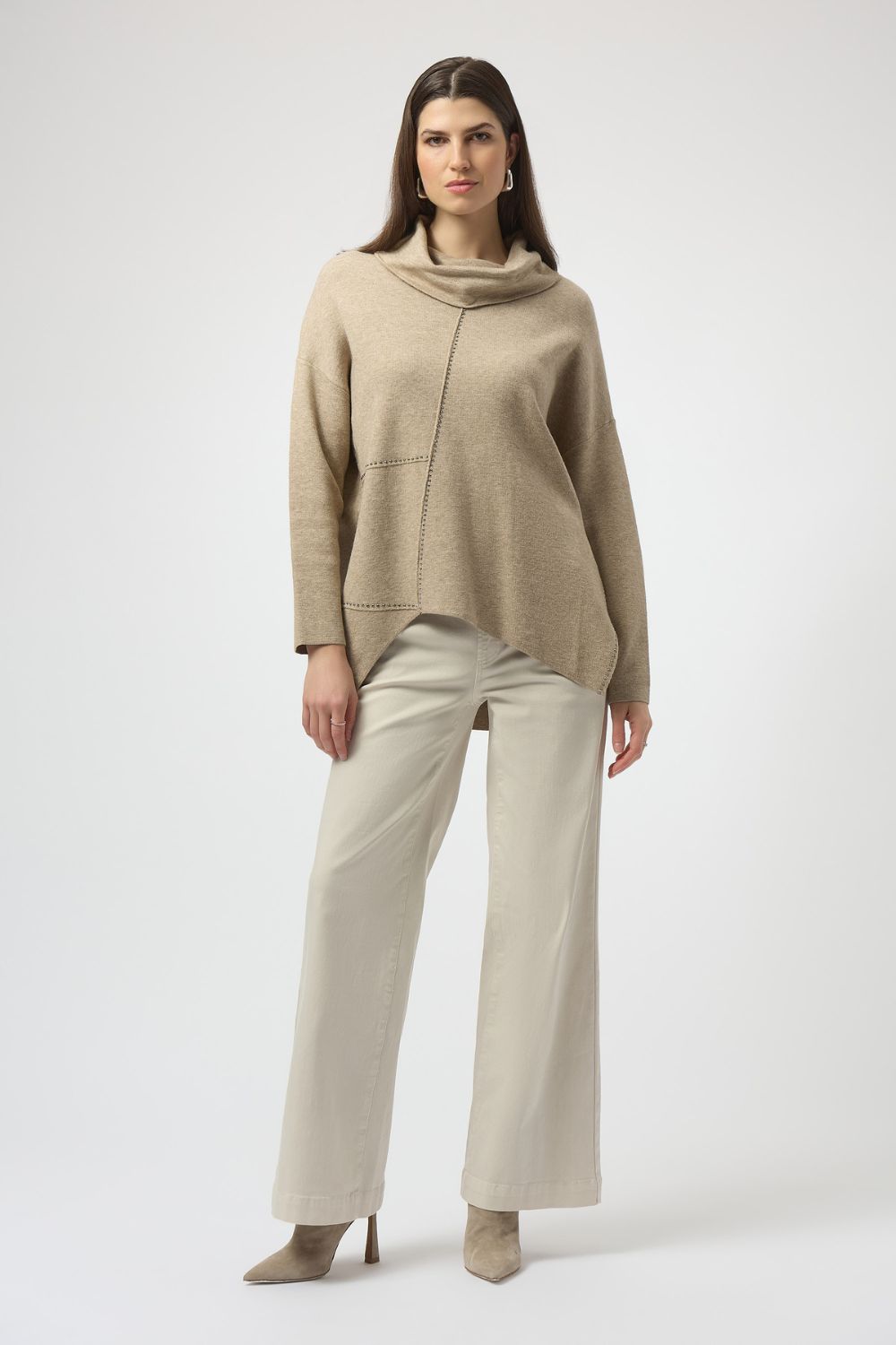 Sweater Knit Asymmetrical Pullover | Oatmeal Melange
