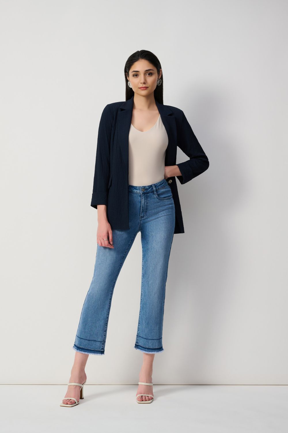 Joseph Ribkoff Flare Crop Stretch Jeans | Vintage Blue_Shop 12