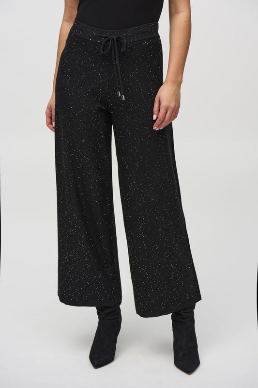 Joseph Ribkoff Sequined Sweater Knit Culotte Pants | Black_Shop 12