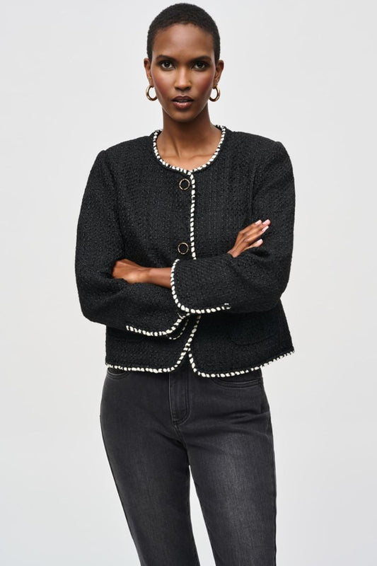 Joseph Ribkoff Bouclé Jacket | Black/Winter White_Shop 12