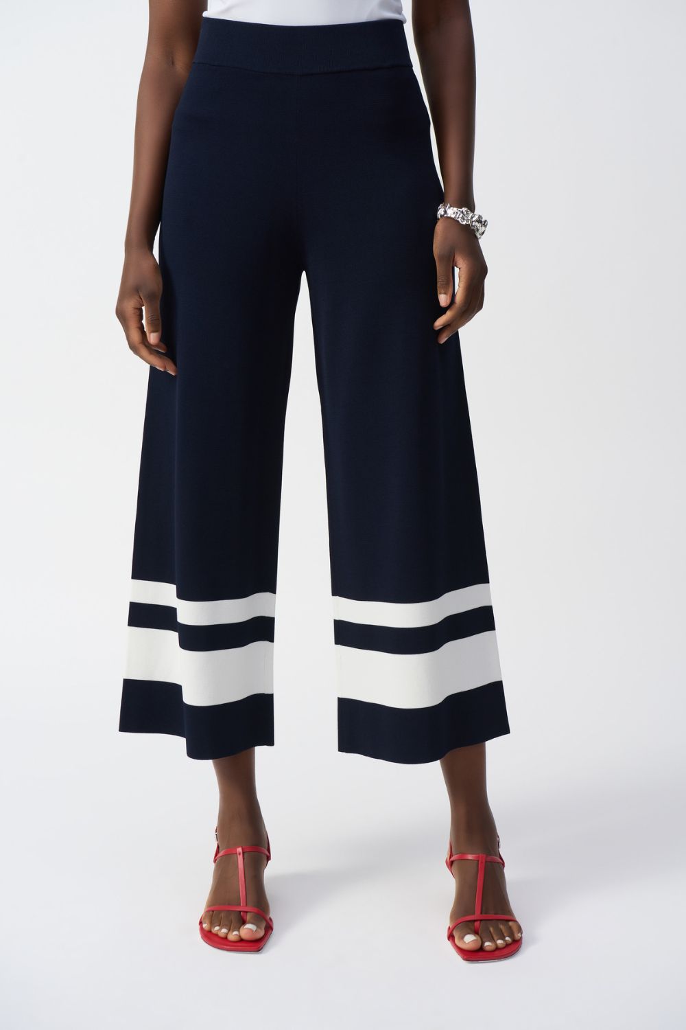 Placement Stripe Knit Culotte | Midnight Blue/Vanilla