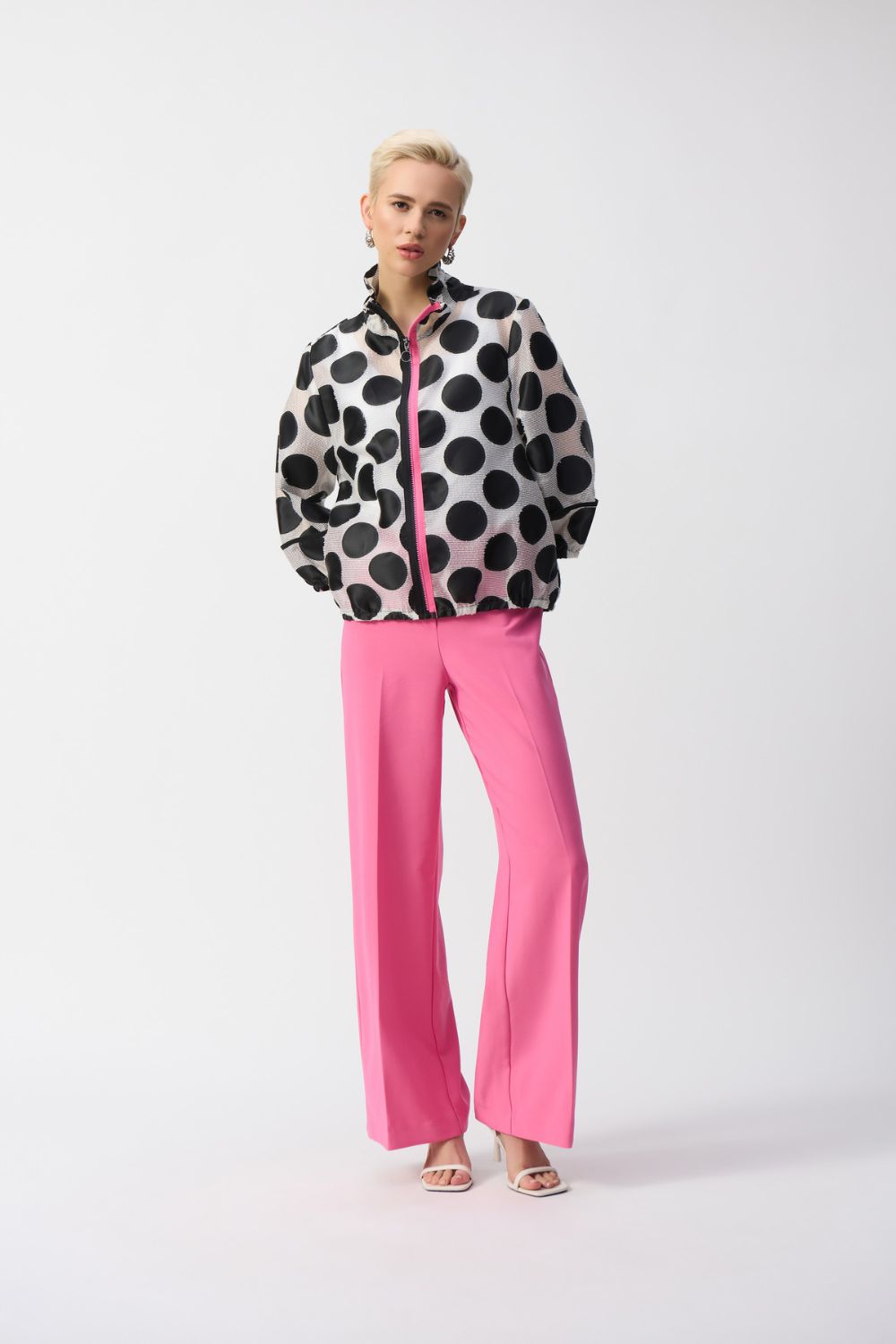 Jacquard Dot Boxy Jacket | Black/White