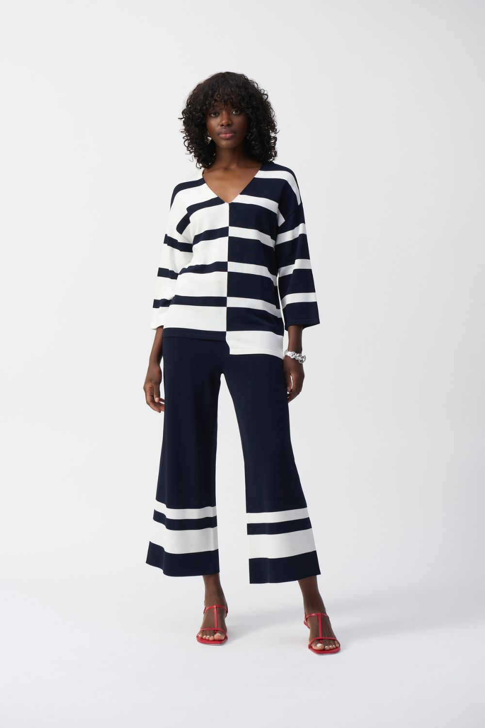 Placement Stripe Knit Culotte | Midnight Blue/Vanilla