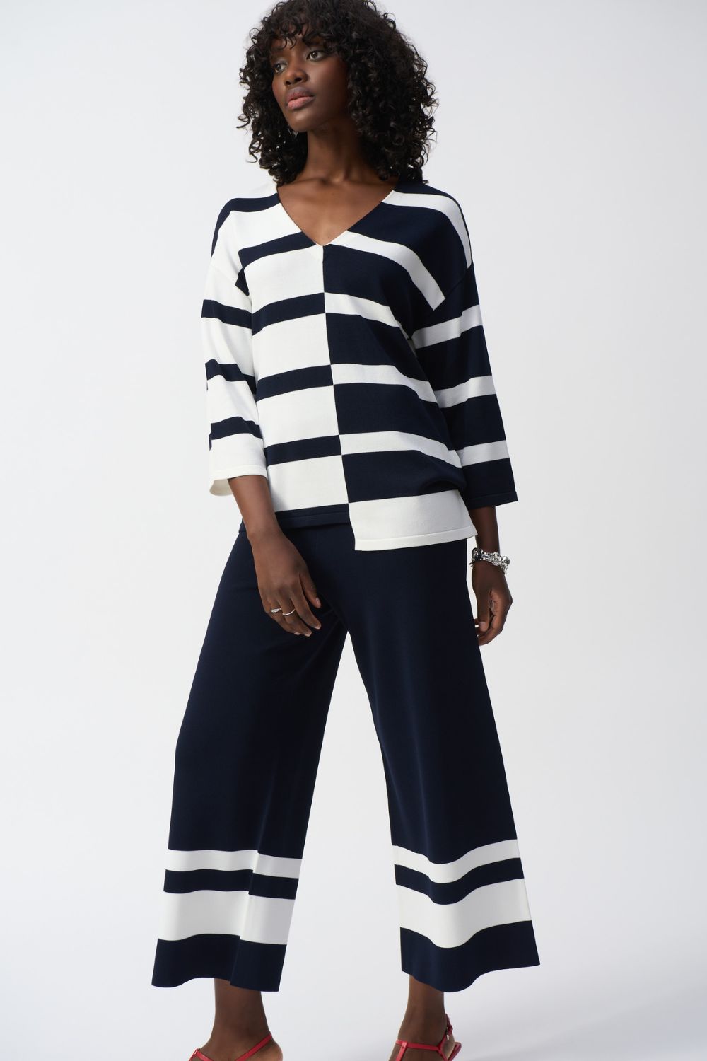 Joseph Ribkoff Striped Sweater Pullover | Midnight Blue/Vanilla_Shop 12