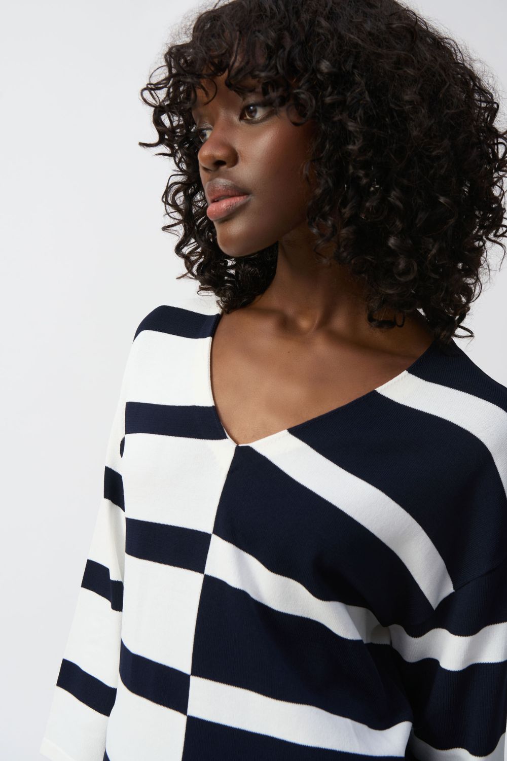 Joseph Ribkoff Striped Sweater Pullover | Midnight Blue/Vanilla_Shop 12