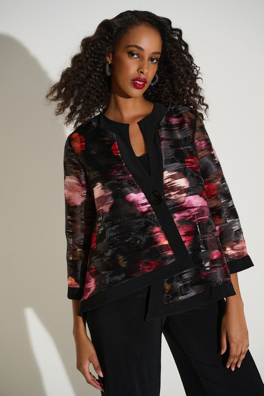 Signature Organza Floral Swing Jacket | Black/Multi