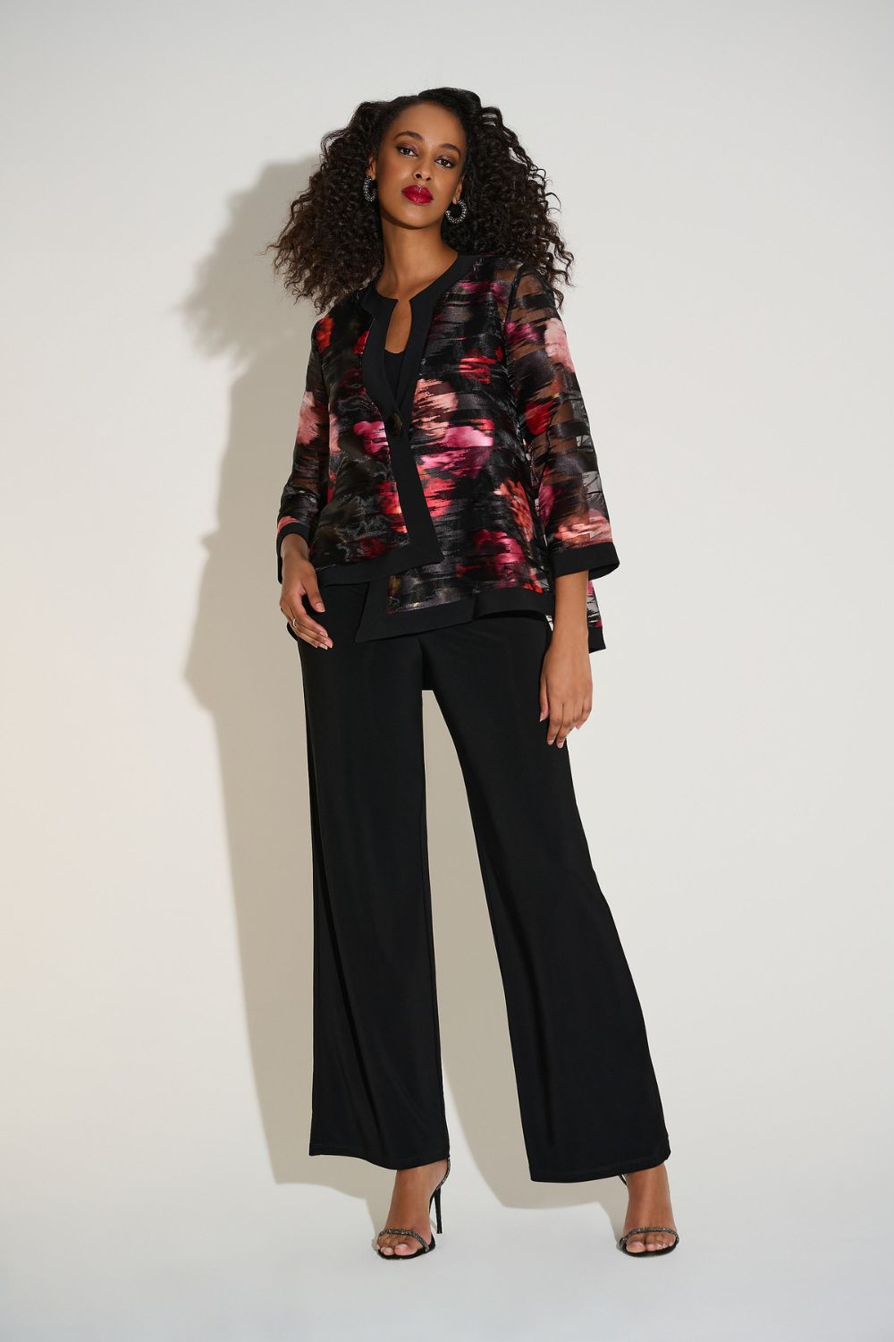 Signature Organza Floral Swing Jacket | Black/Multi