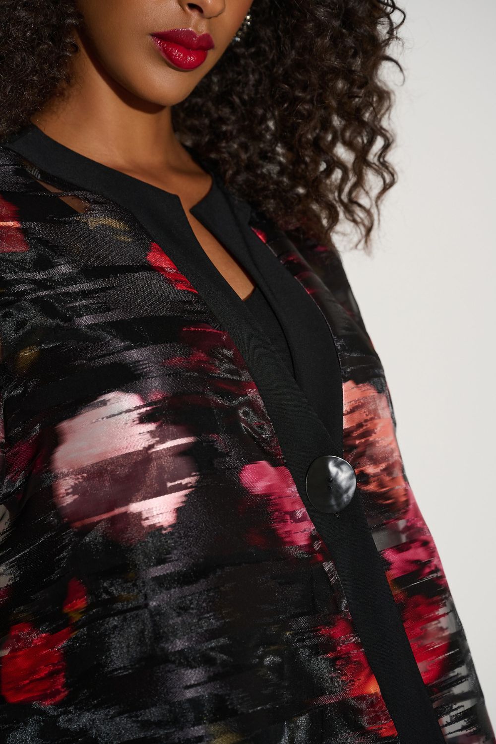 Signature Organza Floral Swing Jacket | Black/Multi