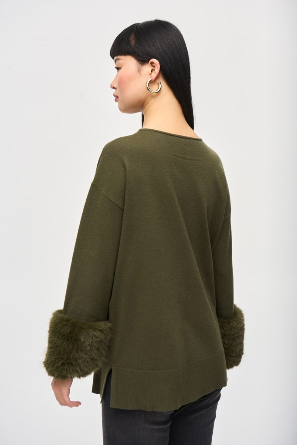 Joseph Ribkoff Sweater Knit Tunic With Faux Fur Cuffs | Iguana_Shop 12