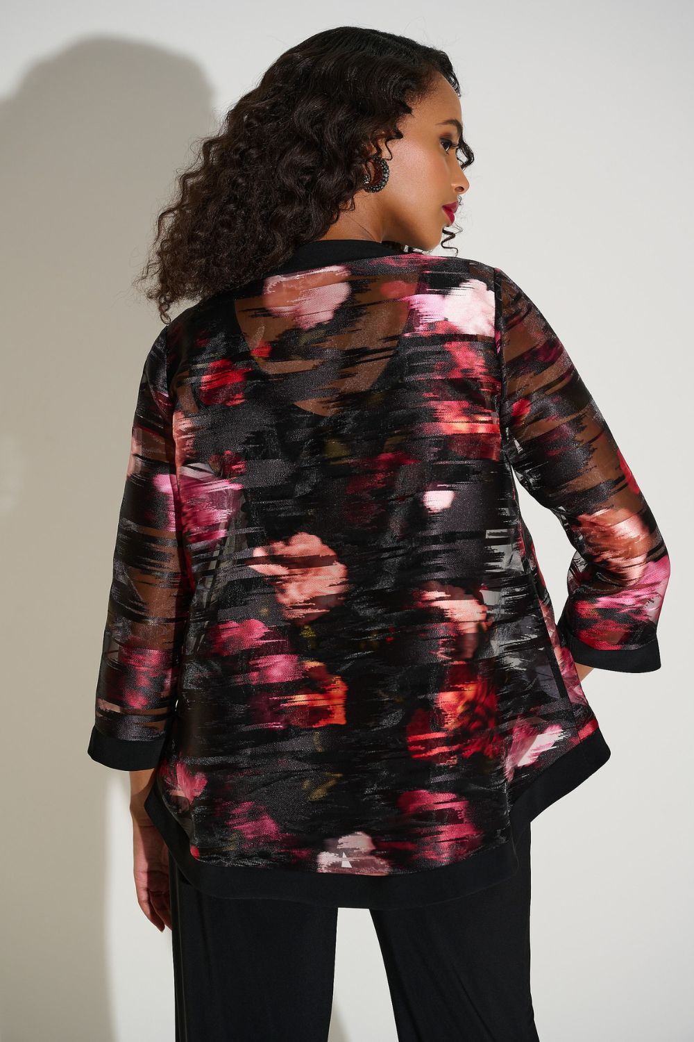 Signature Organza Floral Swing Jacket | Black/Multi
