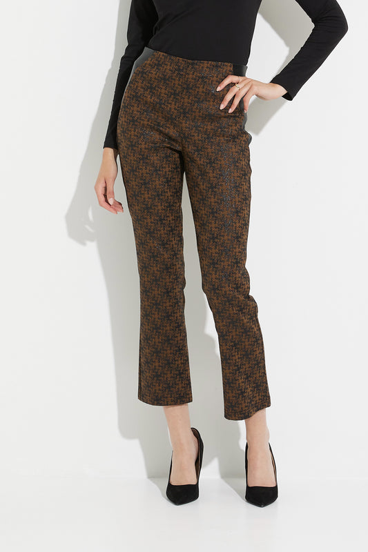 Embossed/Leatherette trim Pant |  Bronze