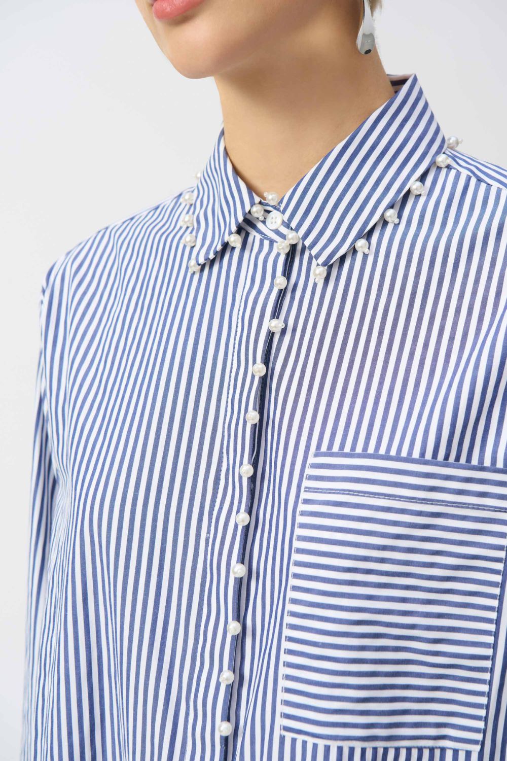 Joseph Ribkoff Striped Stretch Shirt | Midnight Blue/White_Shop 12