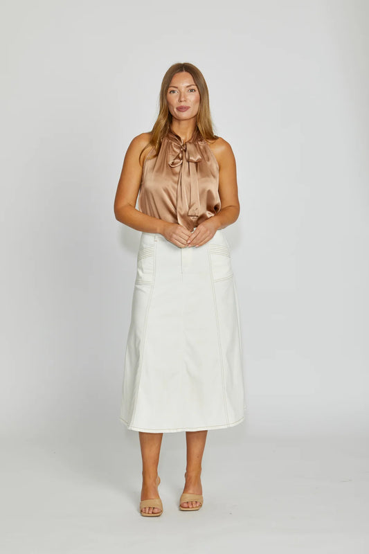 Kenley  Midi Skirt |  Milk/Tan