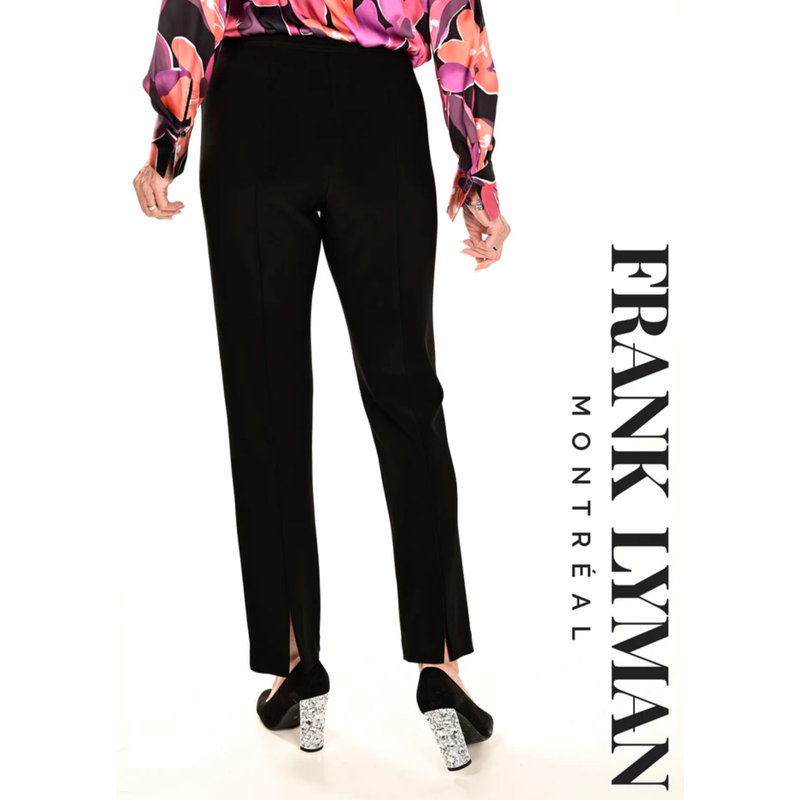 Knit Pant with Ankle Slit | Black-Frank Lyman-Shop 12 Bendigo