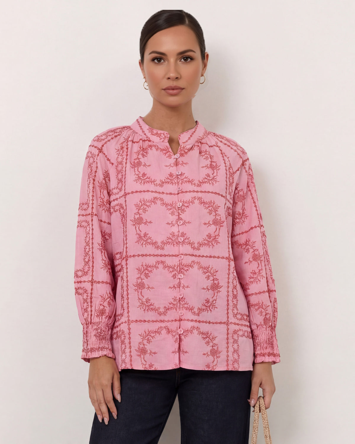 Embroidered Top | Pink/Rose