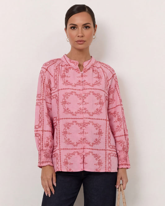 Embroidered Top | Pink/Rose