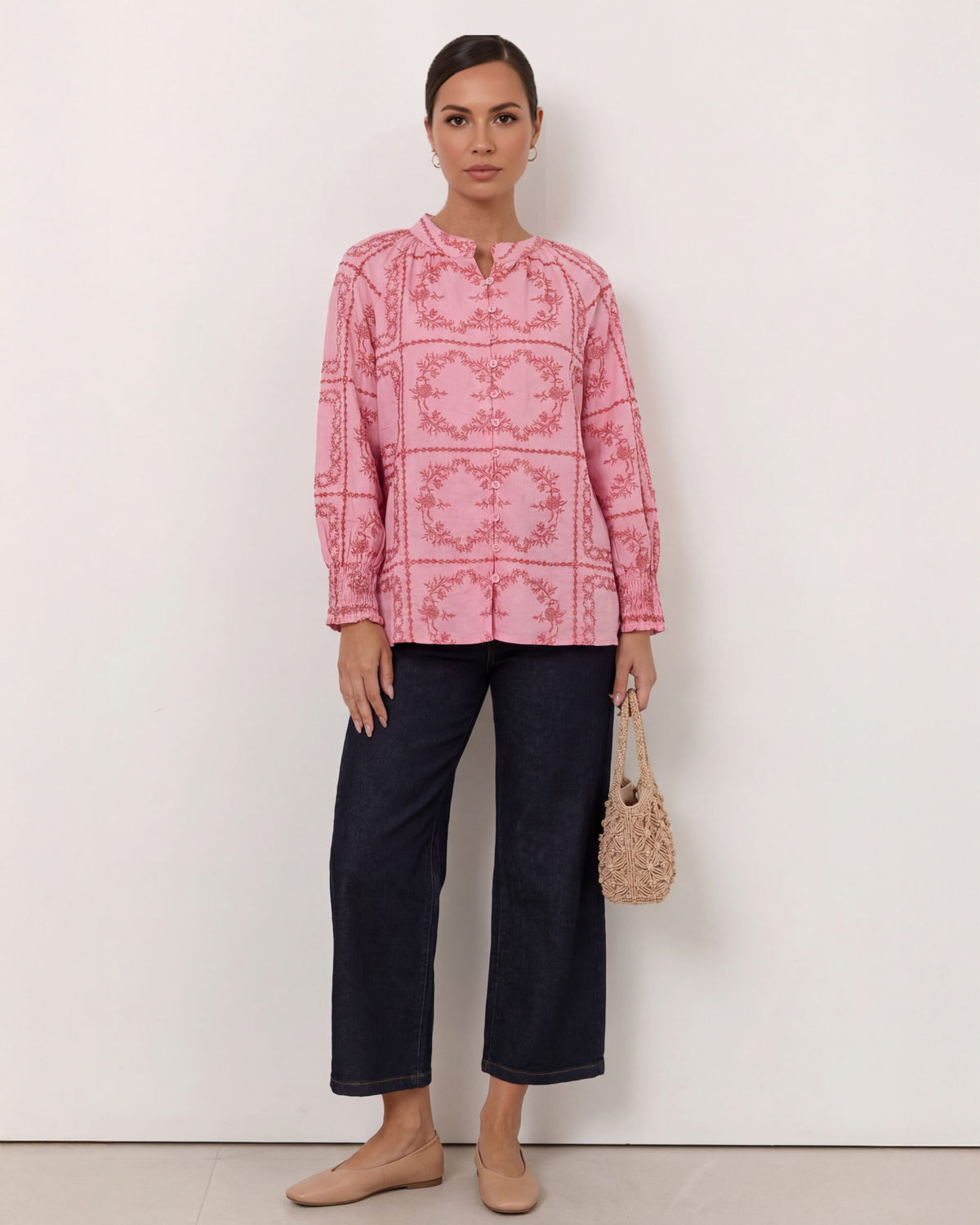 Embroidered Top | Pink/Rose