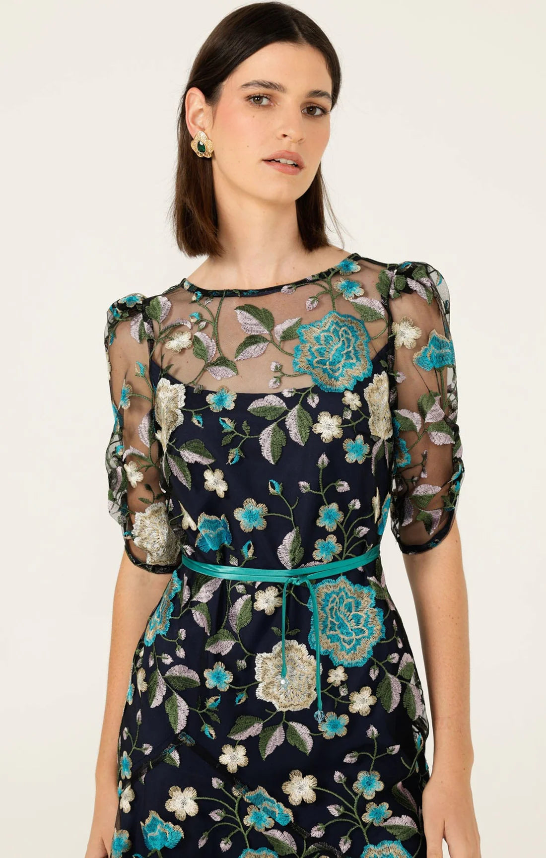 Cardelina Dress | Navy Aqua Lilac Lace