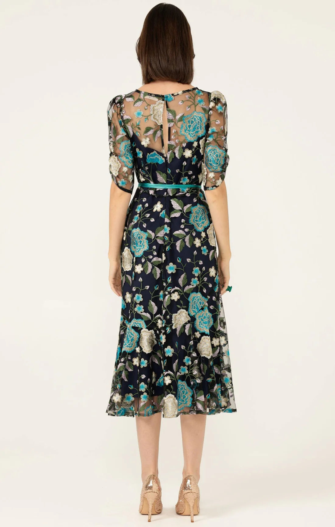 Cardelina Dress | Navy Aqua Lilac Lace