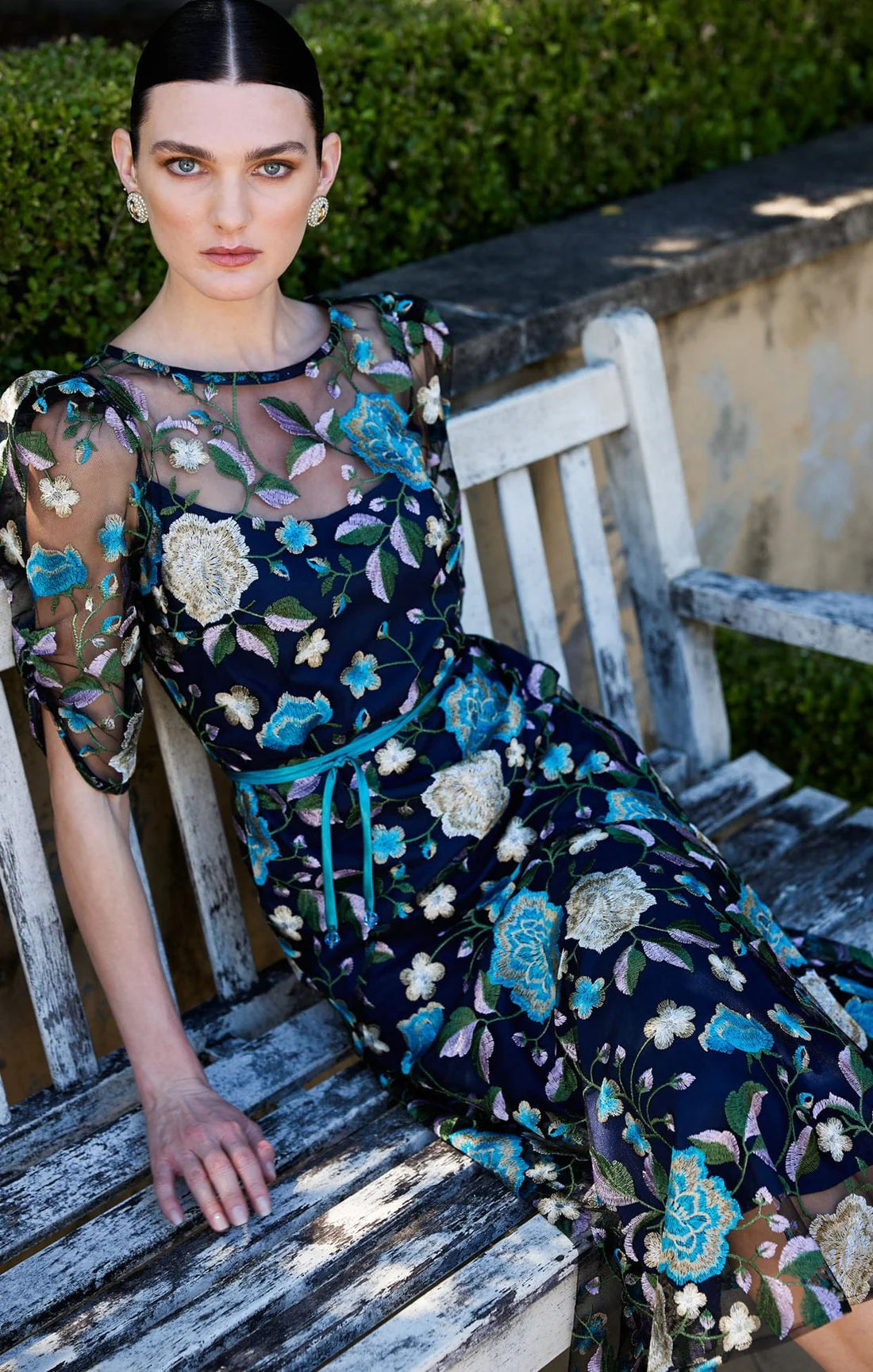 Cardelina Dress | Navy Aqua Lilac Lace