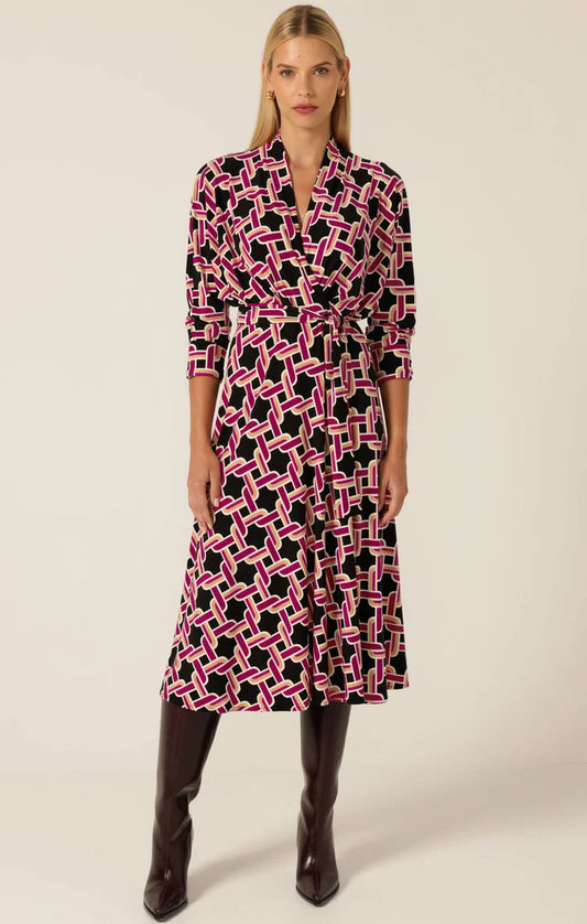 Rovel Dolman Dress | Magenta Tan Black Link