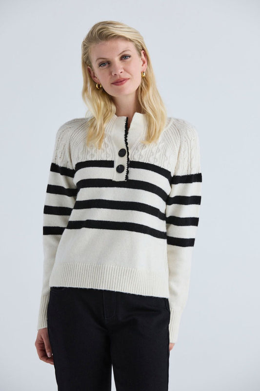 Hawke Sweater | Ivory/Black Stripe
