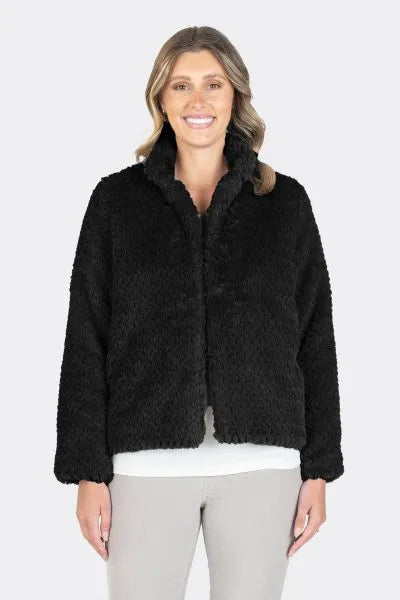 Lined Faux Fur Jacket | Black
