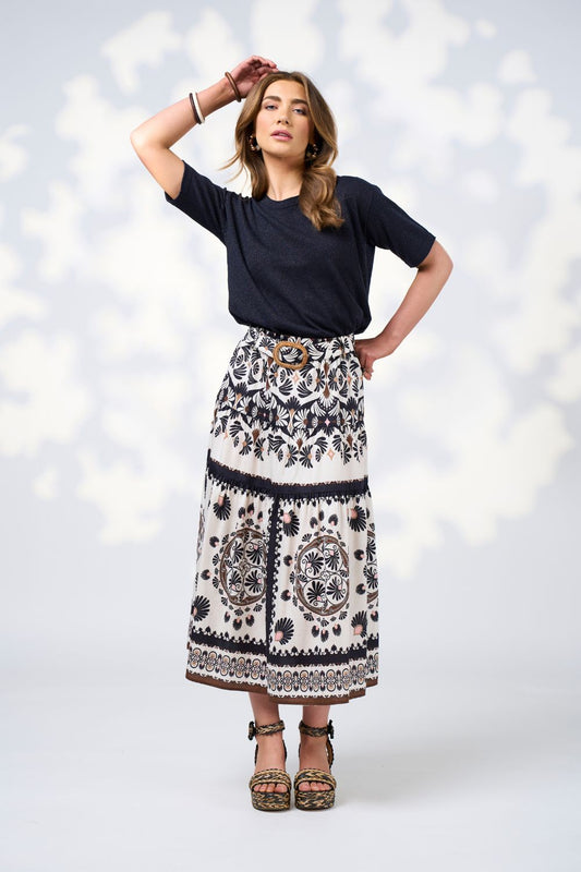 Zoe Skirt | Ecru Multi