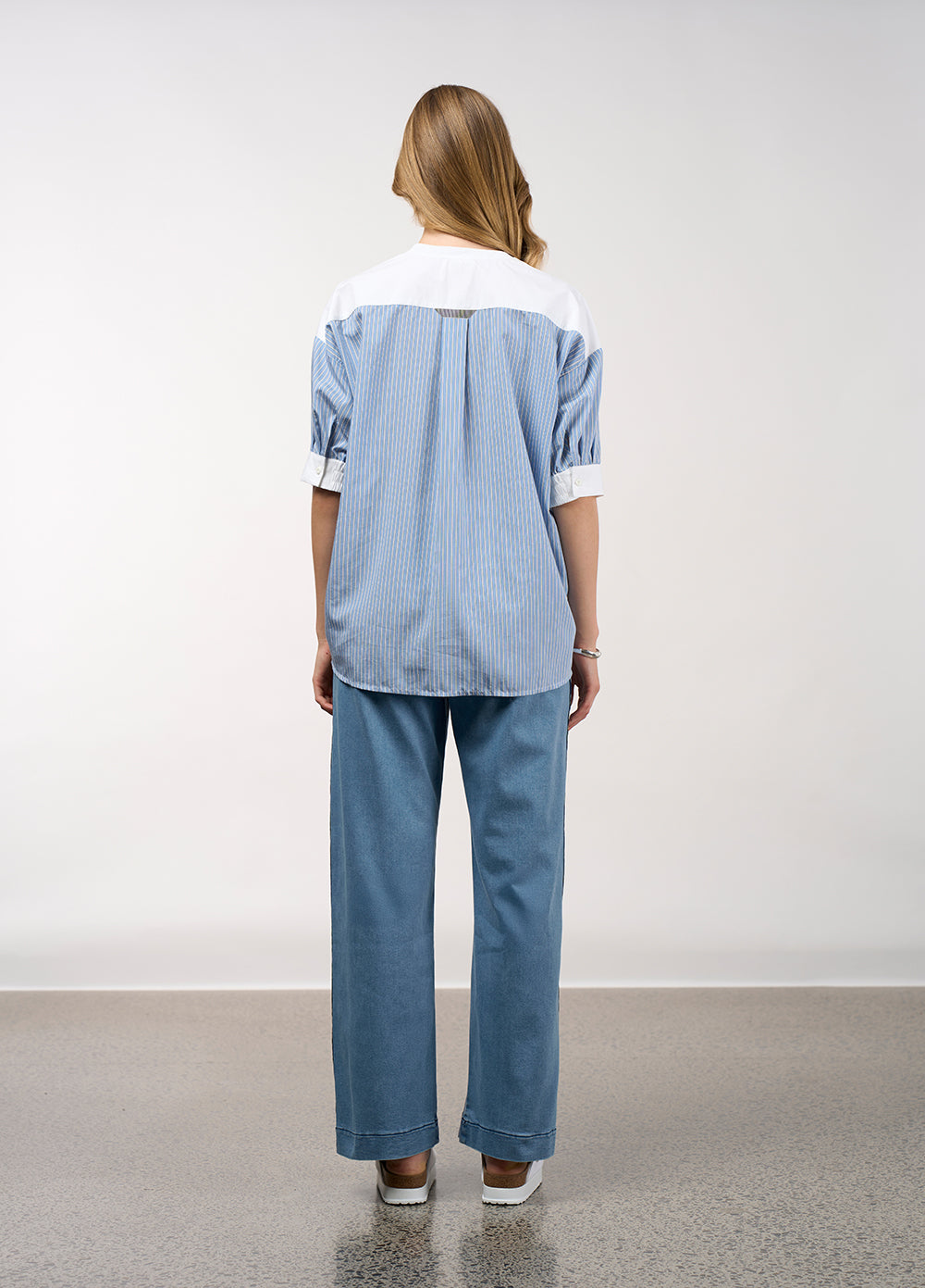 Mixed Media Stripe Top | Chambray/Stripe