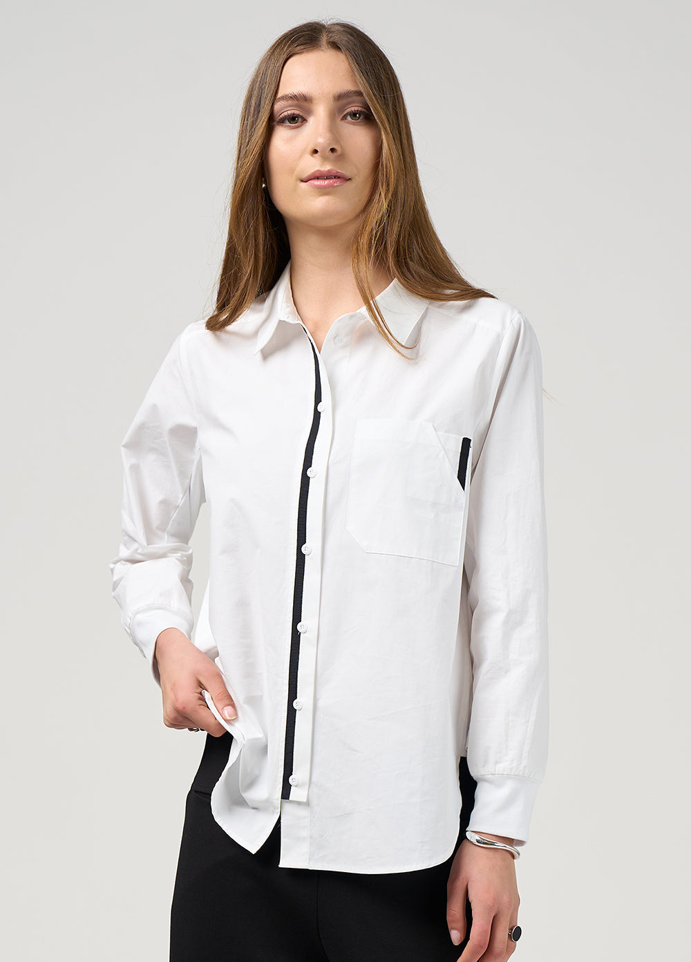 Mixed Media Shirt | White