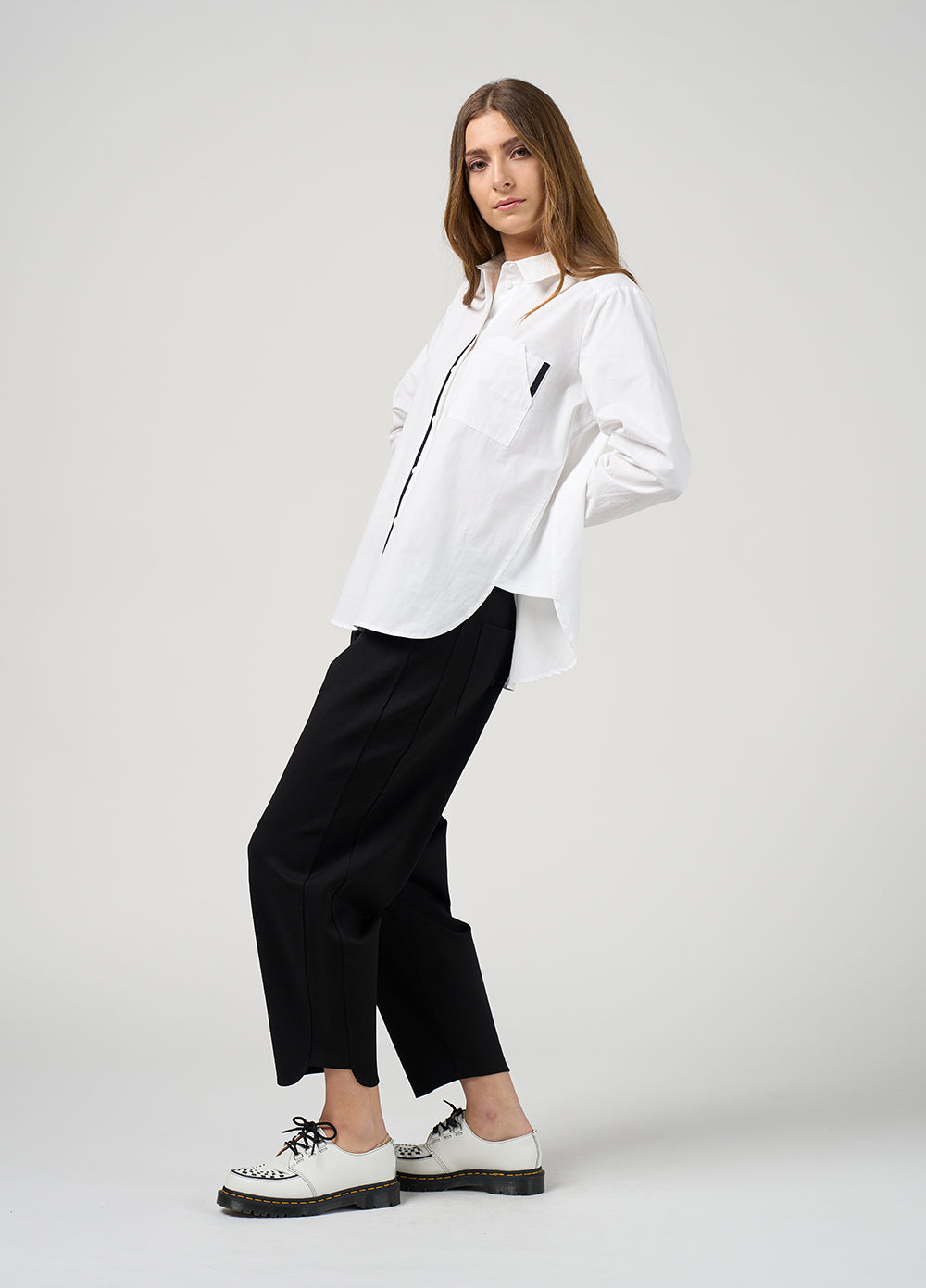 Mixed Media Shirt | White