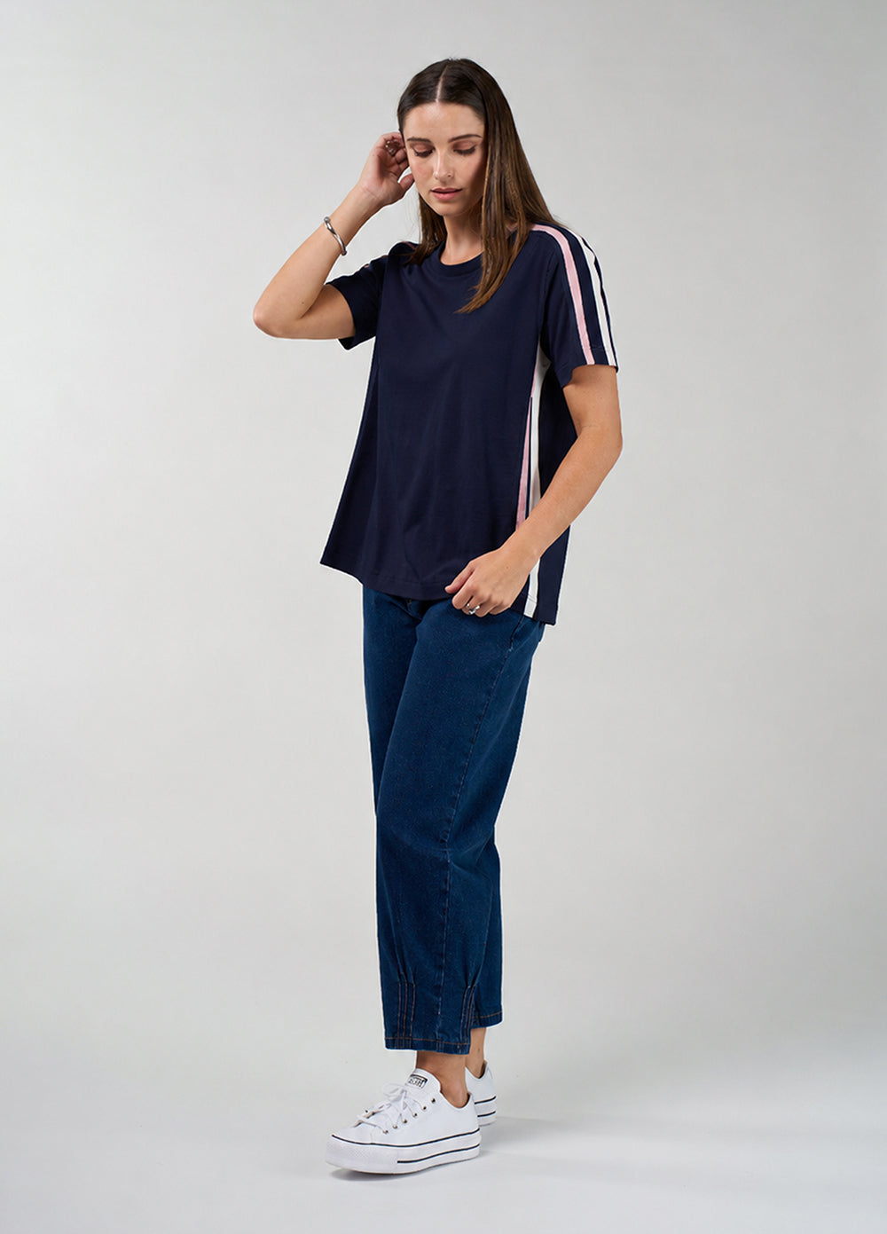 Contour Tee | Navy White