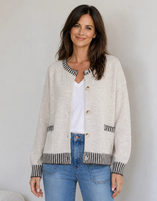 Maci Blanket Stitch Cardi | Latte Choc