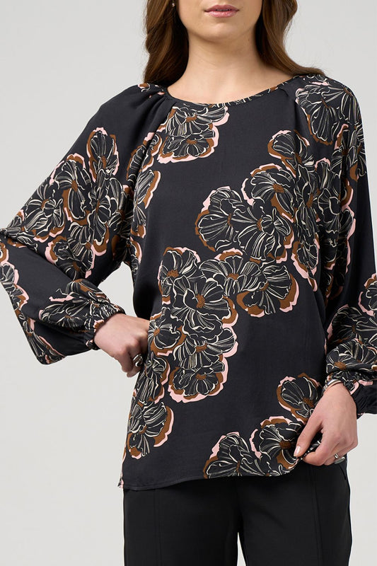 Wood Rose Top | Black Multi