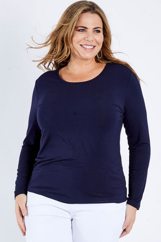 Whispers Aust Bamboo Long Sleeve Top | Navy_Shop12