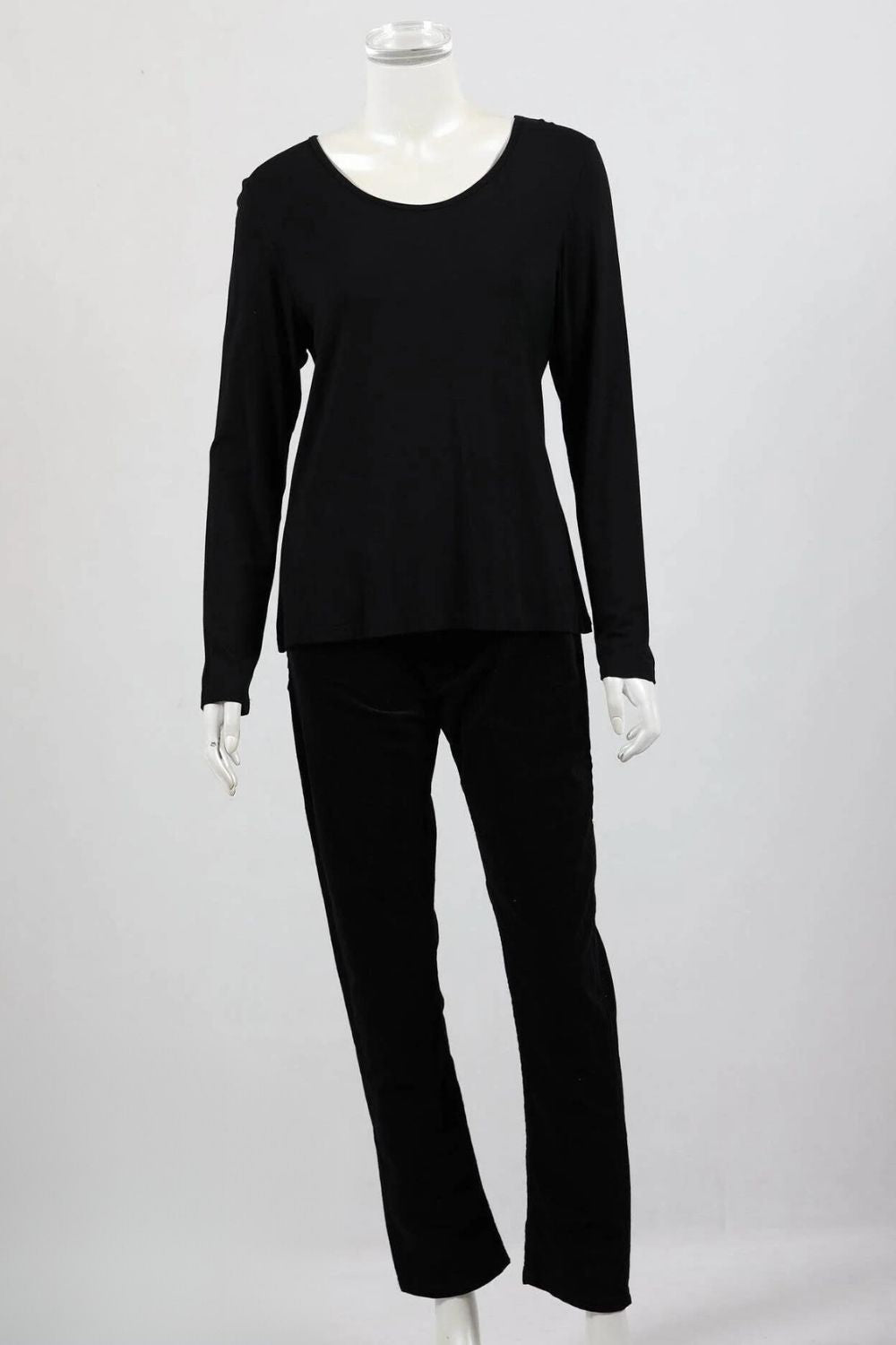 Whispers Aust Bamboo Long Sleeve Top | Black