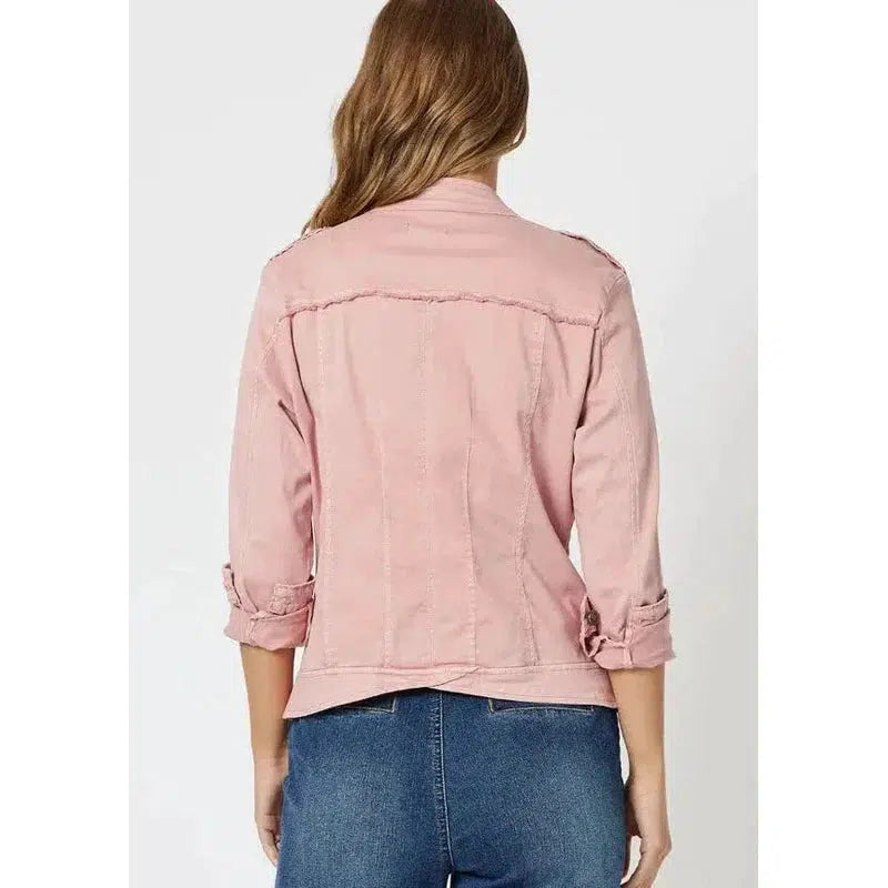 Military Denim Jacket | Black, Denim, Natural, Pink-Threadz-Shop 12 Bendigo