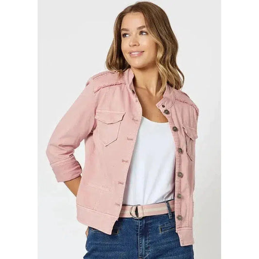 Military Denim Jacket | Black, Denim, Natural, Pink-Threadz-Shop 12 Bendigo