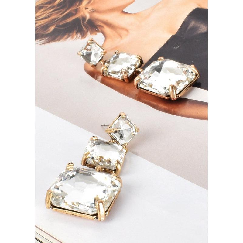 Modern Cocktail Jewel Drop Earrings | Gold-Adorne-Shop 12 Bendigo