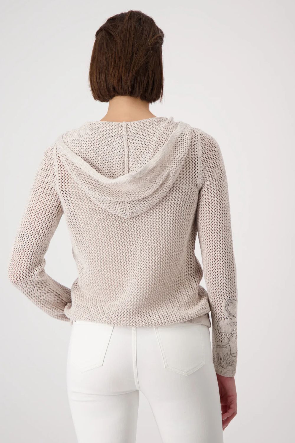 Floral Open Knit Cardigan | Warm Sand