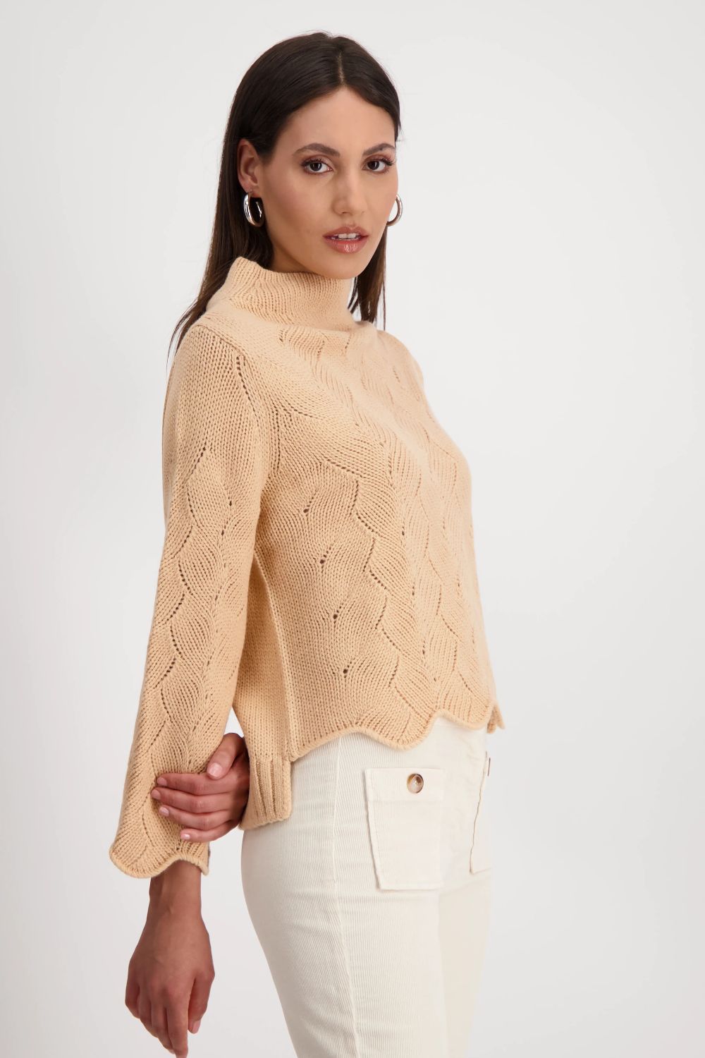 Stand Up Collar Pullover | Peach
