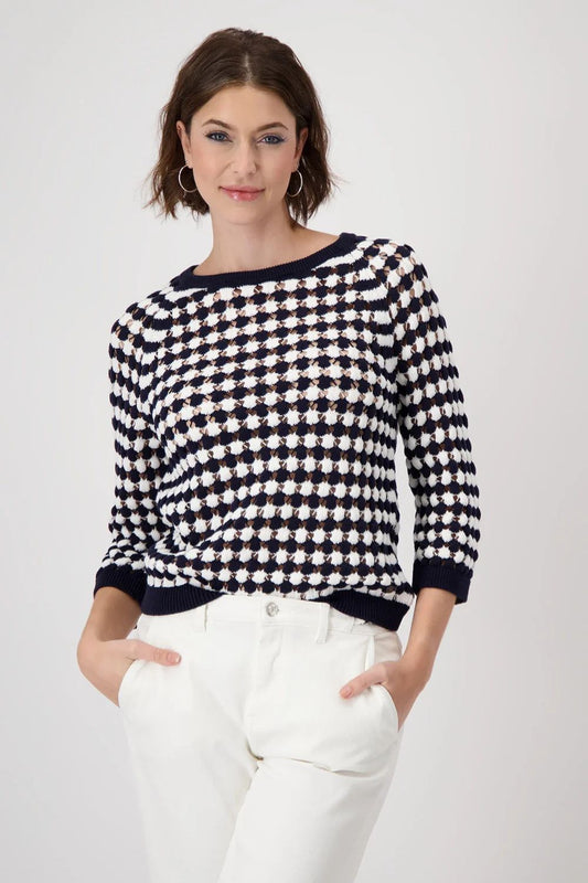 Striped Ajour Sweater | Deep Ocean Stripes