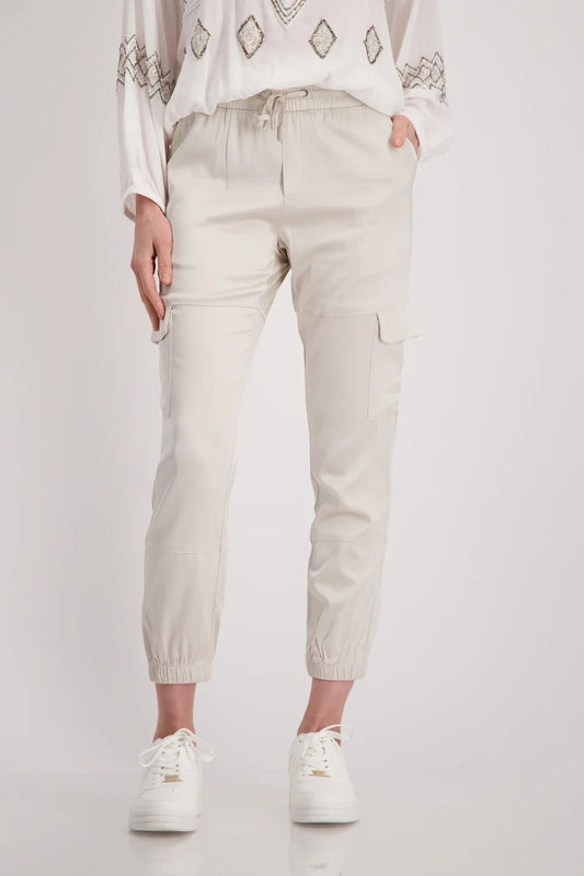 Satin Cargo Joggers | Light Sand