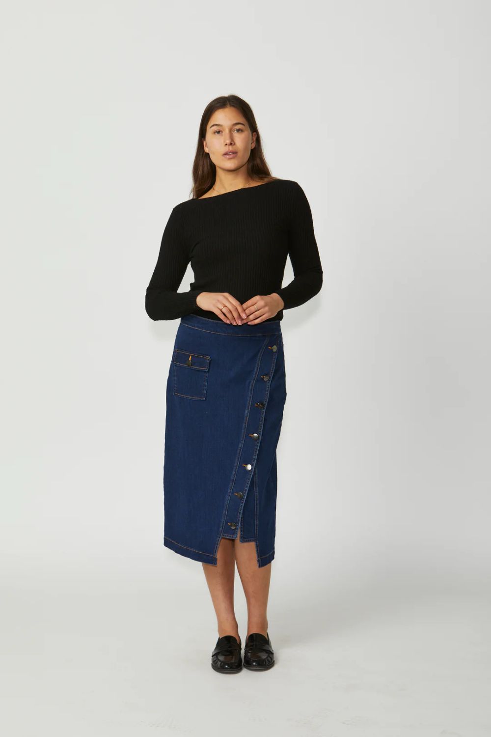 Rhodes Midi Skirt | Denim