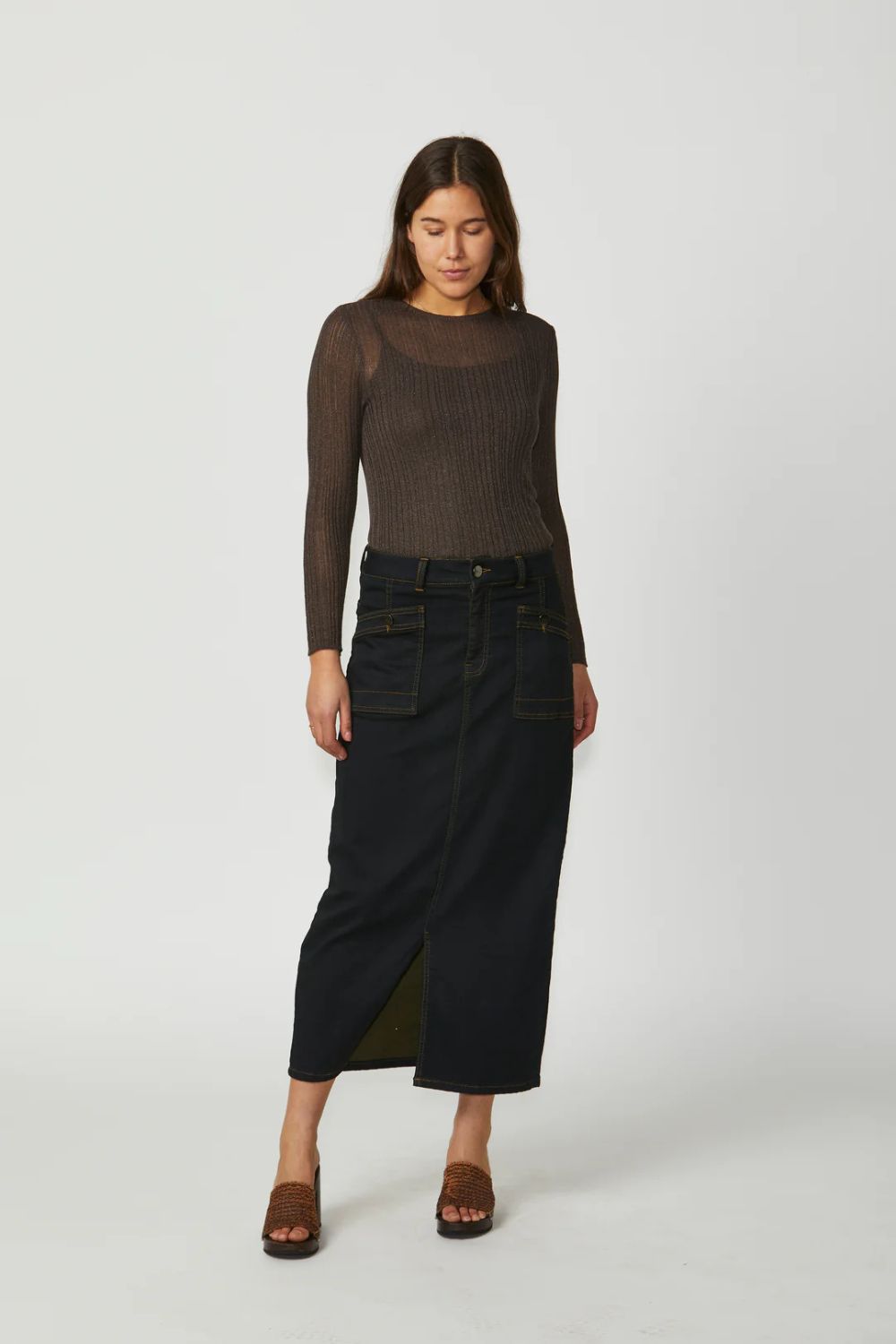 Derry Midi Skirt | Midnight